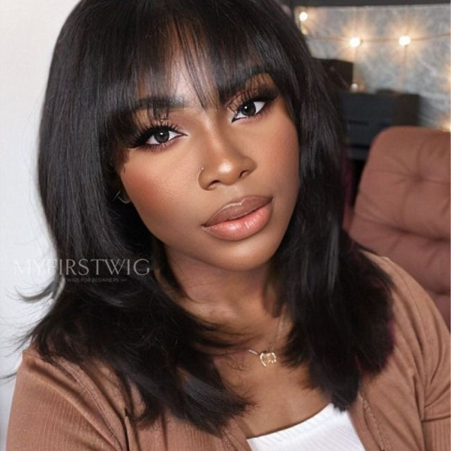 Perruque de fermeture - 4x4 Perruque Bob avec une frange - FL4425